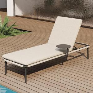 imageEAST OAK Adjustable Outdoor Chaise Lounge with Cushion Aluminum Patio Lounge Chair with Side Table Breathable 5Positions Adjustable Lounge Chaise for Poolside Beach PorchCushion Style