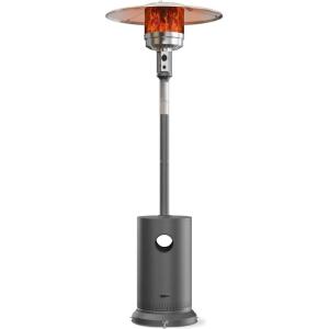 imageEAST OAK Antirust 50000 BTU Patio Heater for Outdoor Use With DoubleLayer Stainless Steel Burner Table Design and Wheels Propane Patio Heater for Home and Commercial Stainless SteelGray