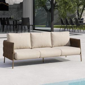 imageEAST OAK Life Chatter Patio Furniture Set Outdoor Furniture Corner Sofa Set with Round Coffee Table 5 Seats Sofa Deep Seating with Thick ampamp Washable Cushions Earth Black ampamp Misty GreyUpgraded Chestnut  Apricot