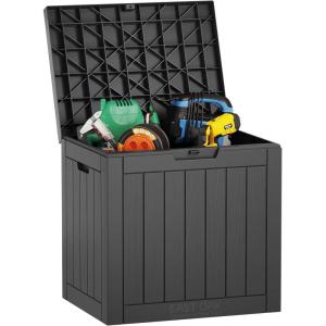 imageEAST OAK Outdoor Storage Box 120 Gallon Deck Box with Stainless Steel Rods Large Resin Storage Bin for Patio Cushions Garden Tools Waterproof and UV Resistant Lockable GreyBlack