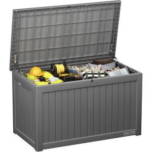 imageEAST OAK Outdoor Storage Box 230 Gallon Deck Box Lockable Large Outdoor Container for Patio Furniture Cushions Garden Tools Accessories Waterproof and UV Resistant Grey