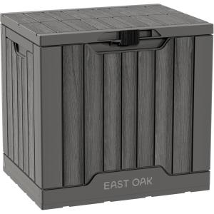 imageEAST OAK Outdoor Storage Box 60 Gallon Deck Box Indoor and Outdoor Use Waterproof Resin Storage Bin for Patio Cushions Gardening Tools Lockable UV Resistant GreyGrey