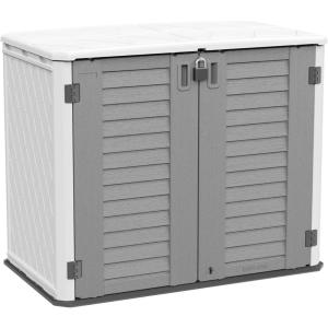 imageEAST OAK Outdoor Storage Shed 4 x 34 FT Resin Tool Shed for Garden Trash Cans AllWeather Clearance Lockable with FloorGray