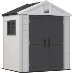 imageEAST OAK Outdoor Storage Shed 7482 FT Waterproof Resin Tool Shed with Window 152Cuft Outside House Shed for Garden Patio Lawn Mower Bikes