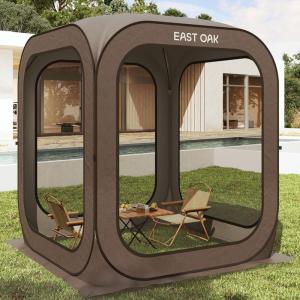 imageEAST OAK Screen House Tent PopUp Portable Screen Room Canopy Instant Screen Tent 12 x 12 FT with Carry Bag for Patio Backyard Deck ampamp Outdoor Activities BeigeBrown