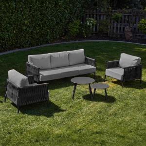 imageEAST OAK Signature 3 Pieces Patio Furniture SetAluminum Outdoor Furniture Deep Seating Outdoor Patio Set with Sofa and Coffee TableModern Conversation Set for Porch and BalconyDark GreyGrey