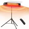imageEAST OAK Electric Outdoor Indoor Heater 1500W Patio Infrared Heater with Adjustable Standing IP55 Waterproof Wall Mounted with 3 Heat Levels and Tipover ampamp Overheating Protection 2024 UpgradeBlack2023