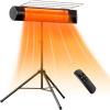imageEAST OAK Electric Outdoor Indoor Heater 1500W Patio Infrared Heater with Adjustable Standing IP55 Waterproof Wall Mounted with 3 Heat Levels and Tipover ampamp Overheating Protection 2024 UpgradeBlack2024