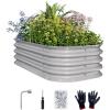 imageEAST OAK Galvanized Raised Garden Bed Kit 4 x 2 x 1ft Oval Metal Planter Boxes Outdoor with AntiRust Coating Sturdy Raised Garden Bed for Water Trough Vegetables Gardening Whisper WhiteModern Grey