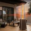 imageEAST OAK Pyramid Patio Heater 48000 BTU Outdoor Patio Heater All Stainless Steel Quartz Glass Tube Propane Heater for Commercial ampamp Residential Triple Protection System With Wheels 2024 UpgradeBronze