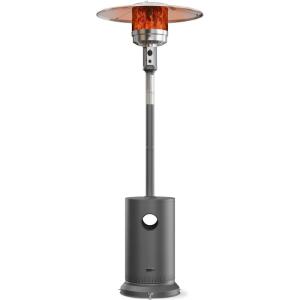 imageEAST OAK 50000 BTU Patio Heater for Outdoor Use With Round Table Design DoubleLayer Stainless Steel Burner and Wheels Outdoor Patio Heater for Home and Commercial Bronze 319quot x 319quot x 866quotGray