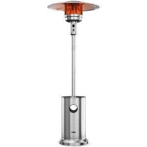 imageEAST OAK 50000 BTU Patio Heater for Outdoor Use With Round Table Design DoubleLayer Stainless Steel Burner and Wheels Outdoor Patio Heater for Home and Commercial Bronze 319quot x 319quot x 866quotStainless Steel