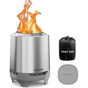 imageEAST OAK Brasa Smokeless Tabletop Fire Pit 304 Stainless Steel Mini Tabletop Firepit for Patio and Outdoor Camping Removable Ashtray DualFuel Stove Silicone Pad ampamp Travel Bag H 101quot x D 7quot