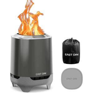 imageEAST OAK Brasa Smokeless Tabletop Fire Pit Mini Table Top Firepit for Patio and Outdoor Camping Removable Ashtray DualFuel Stove Silicone Padampamp Travel Bag H 101quotxD 7quot Obsidian