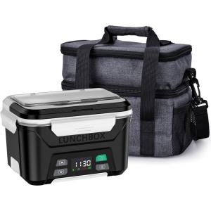 imageEAST OAK Cordless Electric Lunch Box for Adults Heated Lunch Box Battery Powered with Automatic Heating 55 Cups Portable Food Warmer with Insulated Carry BagBlack  Doublelayer Bag