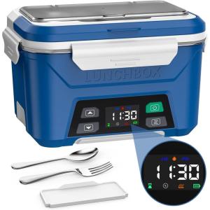 imageEAST OAK Cordless Electric Lunch Box for Adults Heated Lunch Box Battery Powered with Automatic Heating 55 Cups Portable Food Warmer with Insulated Carry BagBlue