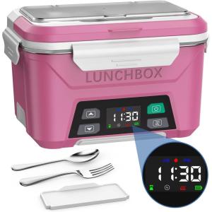 imageEAST OAK Cordless Electric Lunch Box for Adults Heated Lunch Box Battery Powered with Automatic Heating 55 Cups Portable Food Warmer with Insulated Carry BagPink