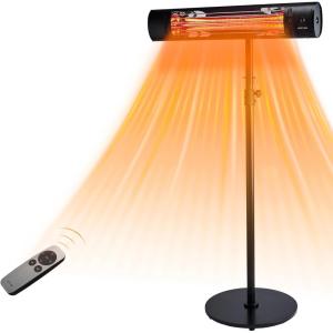imageEAST OAK Electric Patio Heater 1500W Wall Mounted ampamp Standing Outdoor Indoor Infrared Electric Heater with IP65 Waterproof Overheating Protection ampamp Tipover 3 Heat Settings ampamp 24H Timing