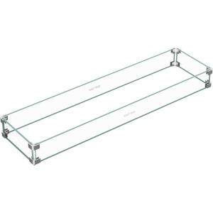 imageEAST OAK Glass Wind Guard for 52in Propane Fire Pit Table 324 x 147 x 41 inch Clear Tempered Wind Guard for Gas Firepit Thick Rectangle Glass Shield with Aluminum Corner Bracket ampamp Rubber Feet42L x 11W x 4H