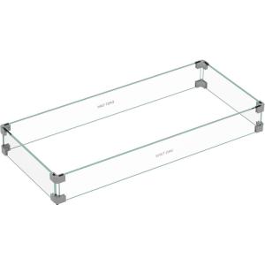 imageEAST OAK Glass Wind Guard for 52in Propane Fire Pit Table 324 x 147 x 41 inch Clear Tempered Wind Guard for Gas Firepit Thick Rectangle Glass Shield with Aluminum Corner Bracket ampamp Rubber Feet33L x 15W x 4H