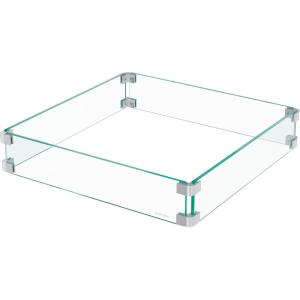 imageEAST OAK Glass Wind Guard for 52in Propane Fire Pit Table 324 x 147 x 41 inch Clear Tempered Wind Guard for Gas Firepit Thick Rectangle Glass Shield with Aluminum Corner Bracket ampamp Rubber Feet20L x 20W x 4H