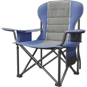 imageEAST OAK Oversized Camping Chair  Heavy Duty Camping Chairs  500LBS Support 600D Oxford Cup Holder ampamp Side Pocket  Ideal for Camping Beach Sports Events BlueampampGreyDark Blue
