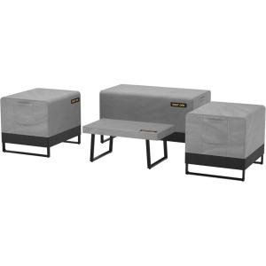 imageEAST OAK Patio Furniture Set Cover Outdoor Large Coffee Table Cover with 600D HeavyDuty Fabric Waterproof Dustproof and AllWeather Resistant 394L x 236W x 142H GreyGrey