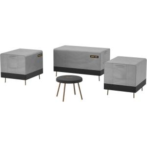 imageEAST OAK Patio Furniture Set Cover Outdoor Large Coffee Table Cover with 600D HeavyDuty Fabric Waterproof Dustproof and AllWeather Resistant 394L x 236W x 142H GreyGrey  Black