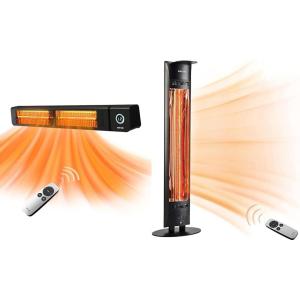 imageEAST OAK Patio Heater for Commercial Use 4000W Wall Mounted Infrared Heater Outdoor Heaters for Patio for Large Area IP65 Waterproof Electric Heater Fast Heating with Remote Control 240V BlackHeater Space Heater  TPH22002