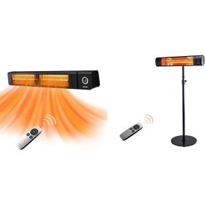 imageEAST OAK Patio Heater for Commercial Use 4000W Wall Mounted Infrared Heater Outdoor Heaters for Patio for Large Area IP65 Waterproof Electric Heater Fast Heating with Remote Control 240V BlackHeater  Space Heater Sph22002