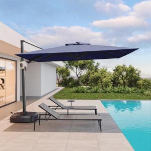 imageEAST OAK and FlameampampShade Patio Umbrella 10ft Square Outdoor Umbrella Large Offset Cantilever Umbrella with 360 Rotation Heavy Duty Windproof and UV Resistant Double Top Umbrella for Pool and Deck Night BlueNight Blue