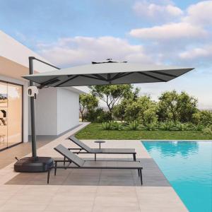 imageEAST OAK and FlameampampShade Patio Umbrella 10ft Square Outdoor Umbrella Large Offset Cantilever Umbrella with 360 Rotation Heavy Duty Windproof and UV Resistant Double Top Umbrella for Pool and Deck Night BlueMountain Grey