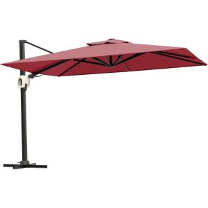 imageEAST OAK and FlameampampShade Patio Umbrella 10ft Square Outdoor Umbrella Large Offset Cantilever Umbrella with 360 Rotation Heavy Duty Windproof and UV Resistant Double Top Umbrella for Pool and Deck Night BlueWine Red