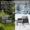 imageEAST OAK 3Piece Patio Furniture Set  Life Chatter 2Seat Outdoor Furniture  Deep Seating ampamp Coffee Tables  Waterproof ExtraThick Cushions  Porch Balcony ampamp Backyard  GreyMisty Grey