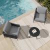 imageEAST OAK 3Piece Patio Furniture Set  Life Chatter 2Seat Outdoor Furniture  Deep Seating ampamp Coffee Tables  Waterproof ExtraThick Cushions  Porch Balcony ampamp Backyard  GreyGrey