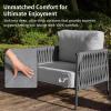 imageEAST OAK 3Piece Patio Furniture Set  Life Chatter 2Seat Outdoor Furniture  Deep Seating ampamp Coffee Tables  Waterproof ExtraThick Cushions  Porch Balcony ampamp Backyard  GreyGrey