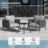 imageEAST OAK 3Piece Patio Furniture Set  Life Chatter 2Seat Outdoor Furniture  Deep Seating ampamp Coffee Tables  Waterproof ExtraThick Cushions  Porch Balcony ampamp Backyard  GreyMisty Grey
