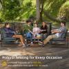 imageEAST OAK 4Piece Patio Furniture Set Outdoor Patio Set wRemovable ampamp Washable Deep Seating Cushion Outside Patio Conversation Sets for Backyard 25 Upgraded Black ampamp Misty GrayCourtyardblack  Dark Grey