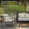 imageEAST OAK 4Piece Patio Furniture Set Outdoor Patio Set wRemovable ampamp Washable Deep Seating Cushion Outside Patio Conversation Sets for Backyard 25 Upgraded Black ampamp Misty GrayUpgraded Coffee  Beige