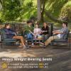imageEAST OAK Patio Furniture Set 4Piece Outdoor Patio Set with Sofa Removable ampamp Washable Deep Seating Cushion Tempered Glass Table Outside Patio Conversation Sets25 Upgraded Black ampamp Dark Grey