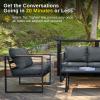 imageEAST OAK Patio Furniture Set 4Piece Outdoor Patio Set with Sofa Removable ampamp Washable Deep Seating Cushion Tempered Glass Table Outside Patio Conversation Sets25 Upgraded Black ampamp Dark Grey