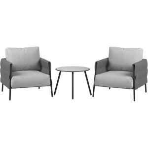 imageEAST OAK 3Piece Patio Furniture Set  Life Chatter 2Seat Outdoor Furniture  Deep Seating ampamp Coffee Tables  Waterproof ExtraThick Cushions  Porch Balcony ampamp Backyard  GreyGrey