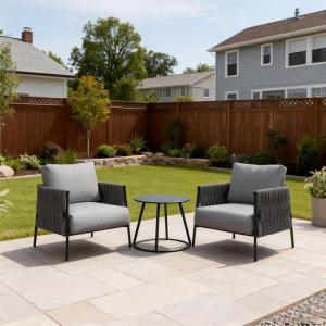 imageEAST OAK 4Piece Patio Furniture Set Outdoor Patio Set wRemovable ampamp Washable Deep Seating Cushion Outside Patio Conversation Sets for Backyard 25 Upgraded Black ampamp Misty GrayUpgraded Misty Grey