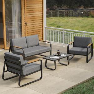 imageEAST OAK 4Piece Patio Furniture Set Outdoor Patio Set wRemovable ampamp Washable Deep Seating Cushion Outside Patio Conversation Sets for Backyard 25 Upgraded Black ampamp Misty GrayUpgraded Black  Misty Grey