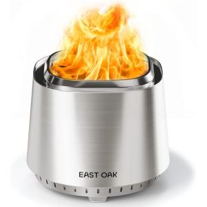 imageEAST OAK Camber Smokeless Fire Pit 29quot Stainless Steel Fire Pits for Outside Large Wood Burning Firepit with Poker ampamp Removable Ash Pan Portable Bonfire Pit for Patio Backyard Chisel SteelChisel Steel