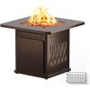 imageEAST OAK 32 Propane Fire Pit Table 50000 BTU Steel Gas FirePit for Outdoor Outside Patio Deck and Garden CSA Certified Fire Table with Magnetic Lid CoverStorage Basket and Lava Rock  BlackBrown