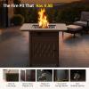imageEAST OAK 32 Propane Fire Pit Table 50000 BTU Steel Gas FirePit for Outdoor Outside Patio Deck and Garden CSA Certified Fire Table with Magnetic Lid CoverStorage Basket and Lava Rock  BlackBrown