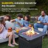 imageEAST OAK 32 Propane Fire Pit Table 50000 BTU Steel Gas FirePit for Outdoor Outside Patio Deck and Garden CSA Certified Fire Table with Magnetic Lid CoverStorage Basket and Lava Rock  BlackBlack