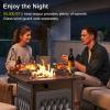 imageEAST OAK 32 Propane Fire Pit Table 50000 BTU Steel Gas FirePit for Outdoor Outside Patio Deck and Garden CSA Certified Fire Table with Magnetic Lid CoverStorage Basket and Lava Rock  BlackBrown  Silver