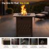 imageEAST OAK 32 Propane Fire Pit Table 50000 BTU Steel Gas FirePit for Outdoor Outside Patio Deck and Garden CSA Certified Fire Table with Magnetic Lid CoverStorage Basket and Lava Rock  BlackBrown